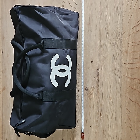 Chanel CC Logo Black Nylon Duffel Gym Bag 19 Inch - Picture 7 of 8